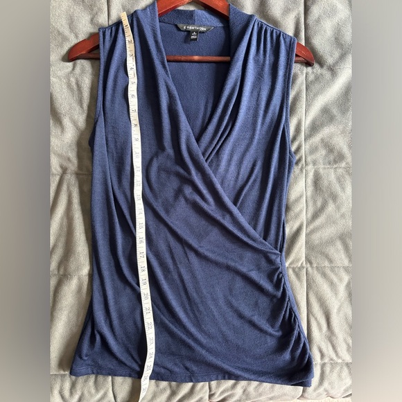 Navy, Knit Wrap Sleeveless Top Petite Medium - Picture 3 of 5